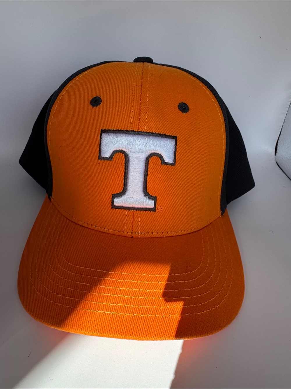 Orange and Black Men's Baseball Cap with White 'T' Embroidered Tennessee Vol’s